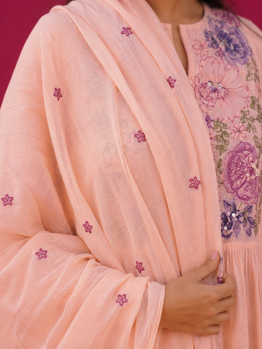 Florence Embroidered Mul Cotton A-Line Kurta Set