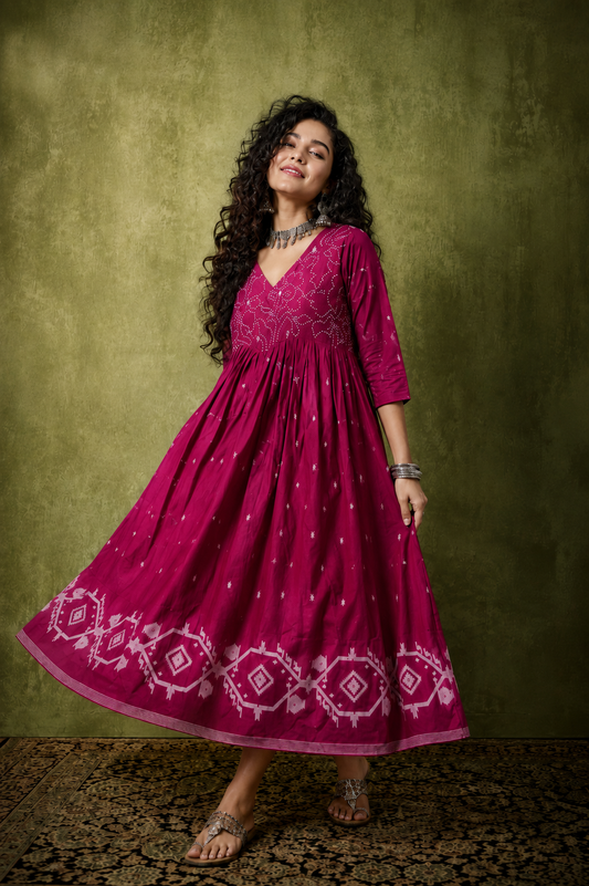Rangrez Magenta Bloom Dress by Nayab Pitara - view 1