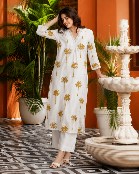 Sunshine Palm Kurta Co-ord Set by Nayab Pitara - view 1